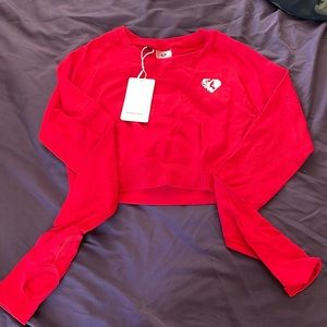 LAST CALL Red Cropped Workout Top